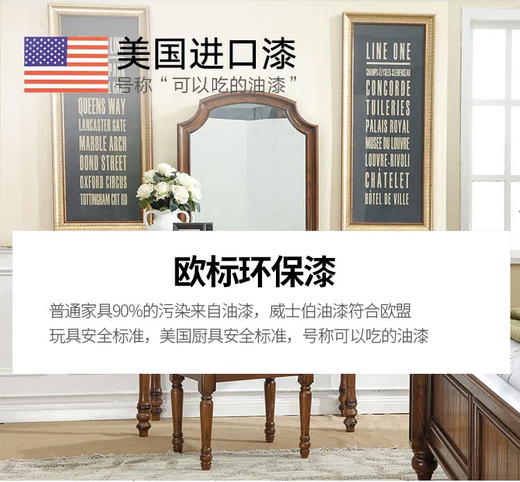 Nước Mỹ tro bàn trang điểm phòng ngủ châu Âu bàn trang điểm gương bàn trang điểm gỗ rắn kết hợp đồ nội thất retro - Bộ đồ nội thất kệ để tivi