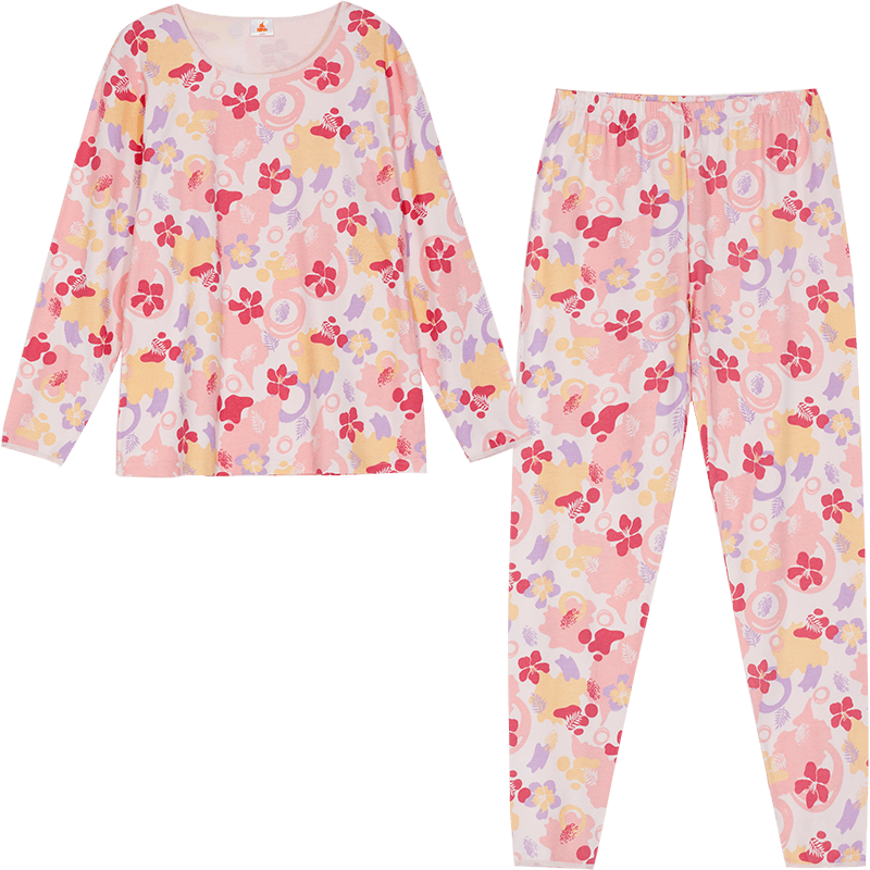 Copper cow autumn and winter ladies cotton cotton hair round collar lingerie set plain elegant printing autumn clothing autumn pants thin VN031
