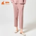 Tongniu BLESS sê-ri 2020 mùa xuân mới cotton nhăn nếp thẳng chân phụ nữ quần dài ở nhà bộ đồ ngủ mặc nhà VK111 - Quần tây Quần tây