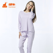 Topnew đồng bò nữ đồ lót cotton in ấn vòng cổ mùa thu quần áo dài quần ấm phù hợp với nữ VN031