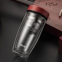 Biological glass teacup double filter water cup Rui transparent tea cup gift heat-resistant round accessories spot