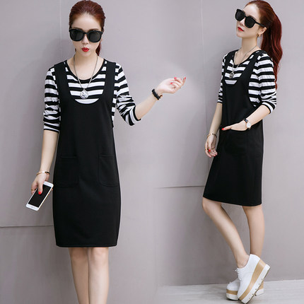 连衣裙女2018新款女装秋冬时髦套装背心裙春