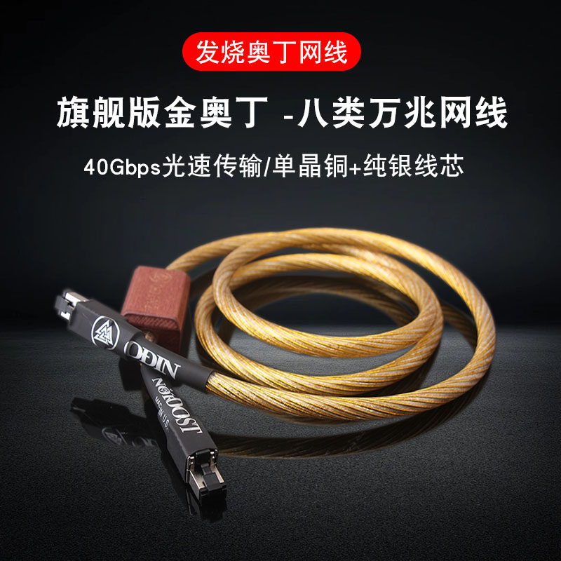 American Golden Odin Audiophile-Grade Category 8 10Gbps Network Cable Cat8 Computer Broadband Gaming Hifi Pure Silver Network Cable
