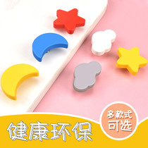 Childrens room creative cartoon handle cute colorful wardrobe soft glue anti-collision handle star drawer cabinet door handle