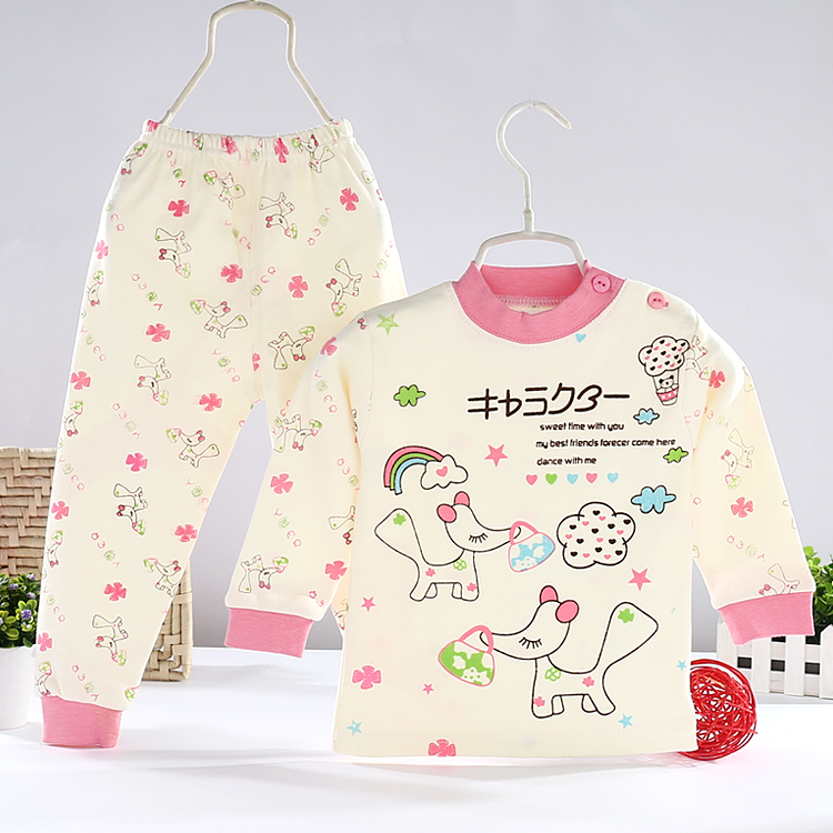 Bộ đồ lót trẻ em cotton mùa xuân và mùa thu bé trai và bé gái Quần áo trẻ em quần áo mùa thu ấm áp đồ ngủ bé bông quần lót trẻ em