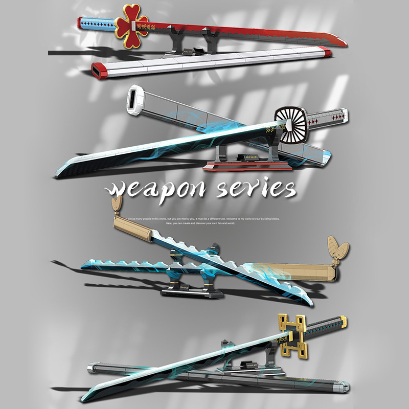 Deke Dk1515 Shiki No Tensui Rengoku Kyoujurou Toy Blade Building Blocks Nichirin Sword Assembly Gift Toy