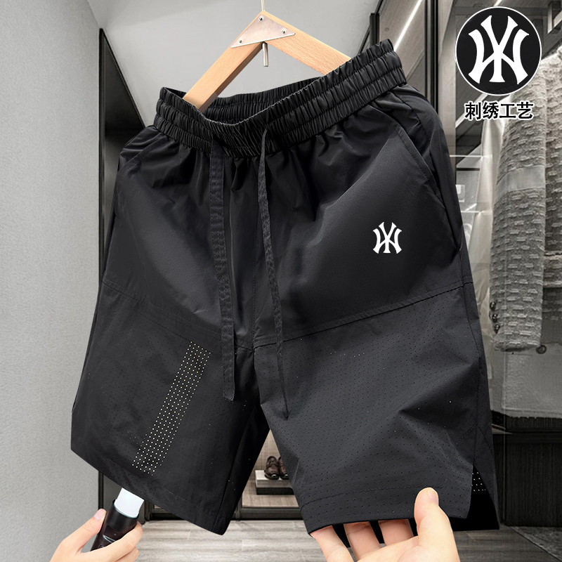 Summer New Quick-Drying Men's Shorts American Style Mid-Length Embroidered ins Men's Five-Point Shorts Breathable Couple Beach Shorts