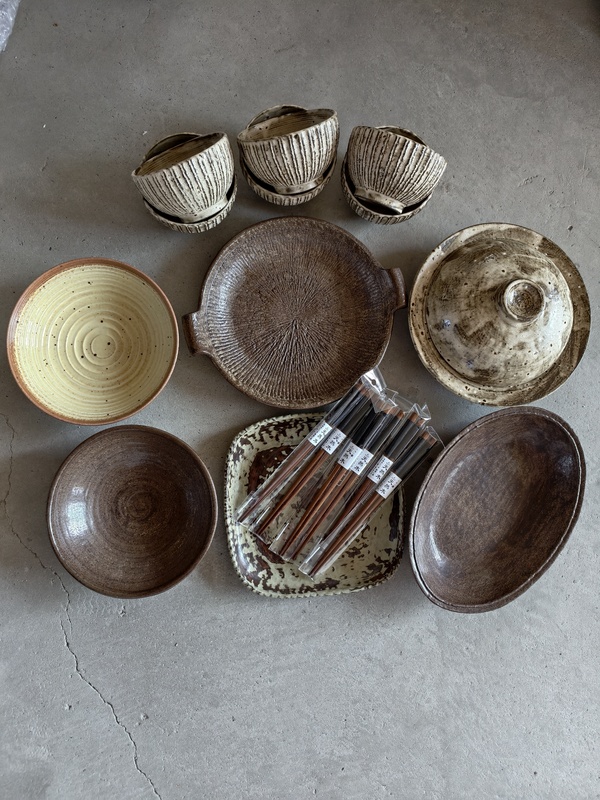 Tableware for 4-6 People, New Chinese-Style Coarse Pottery Tableware Set, Household Tableware, Plates, Bowls, Deep Plates