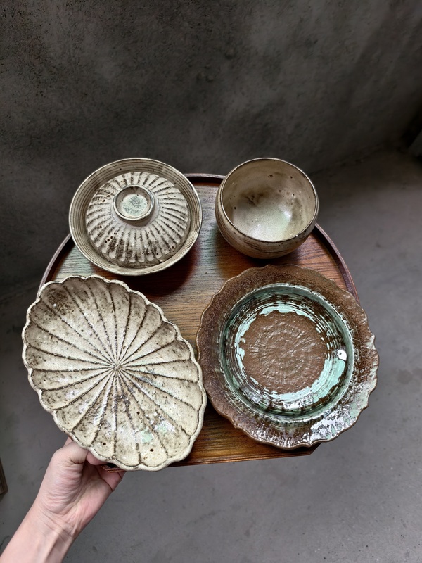 Tableware for One Person, Handmade Wabi-Sabi Style Mountain-Style Tableware, Bowls and Plates, Exquisite Small Dish with Lid