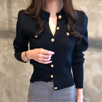 Tight knitted cardigan womens short slim Korean version of autumn and winter 2021 new sweater long-sleeved small jacket short top