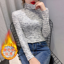 BAO WEN high-neck bottoming shirt womens 2021 retro Western style inner fit slim thickened long-sleeved t-shirt warm top T-shirt