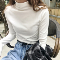 Double-sided German velvet turtleneck long-sleeved bottoming shirt 2021 new T-shirt tight-fitting warm Western style with super fire top clothes