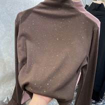 Bottoming shirt 2021 new womens spring autumn and winter double-sided German velvet t-shirt warm short western style sparkling top