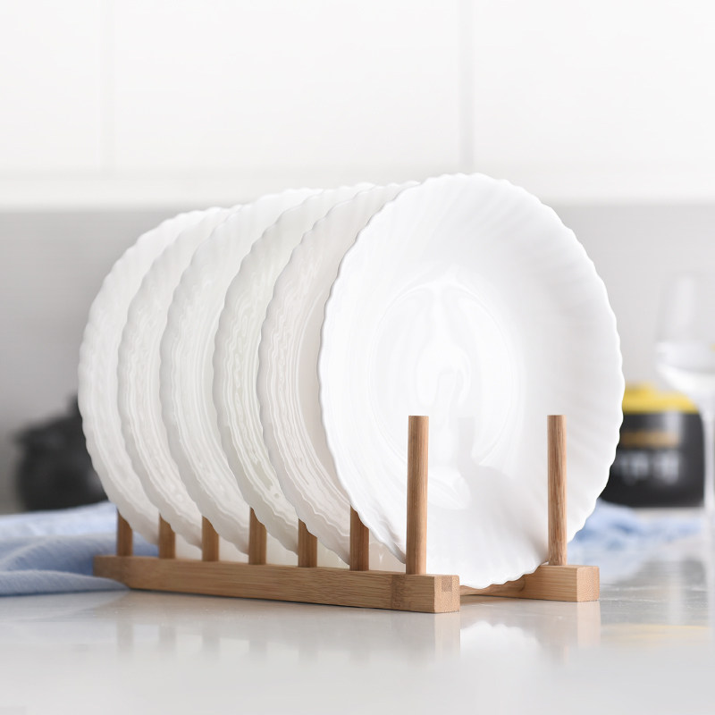 Dining plate Western dining plate steak table household tableware European White Jade glass ceramic solid color plate dish round deep plate