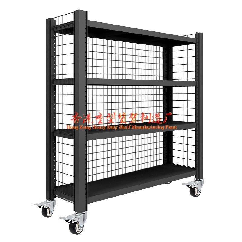 Heavy-Duty Shelves, Multi-Layer Storage Racks with Wheels and Grids, Warehouse Workshop Mobile Material Carts, Storage Iron Shelves