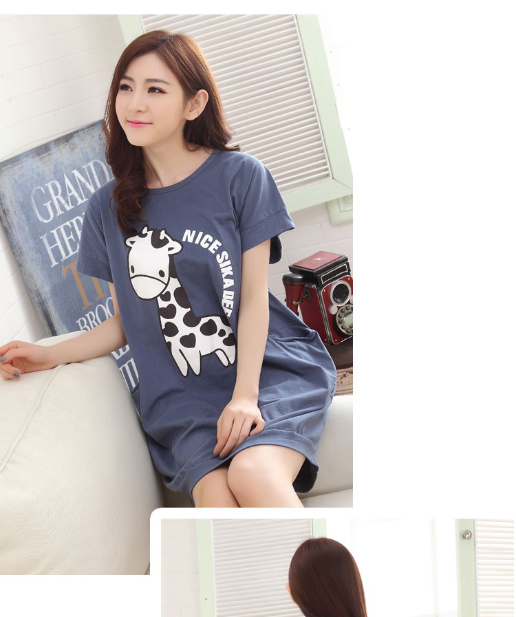 Váy ngủ mùa hè cỡ lớn cho phụ nữ đầy đủ đồ ngủ ngắn tay cotton lỏng lẻo cô gái sinh viên phục vụ nhà mùa hè váy dài váy ngủ đẹp
