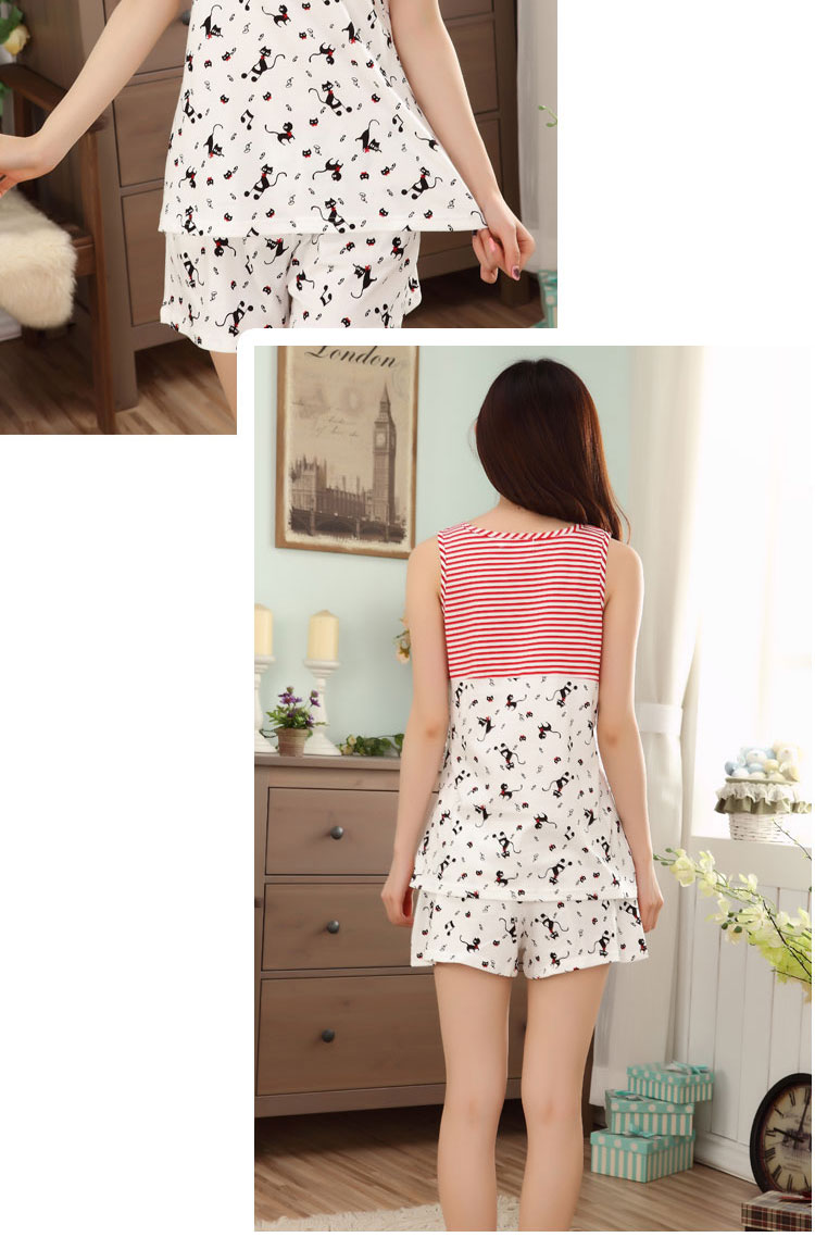 Cotton vest quần short đồ ngủ chất béo MM nữ mùa hè không tay XL dịch vụ nhà phụ nữ mô hình lỏng phù hợp với mùa hè