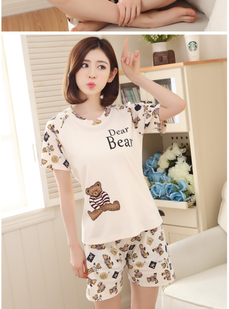 Mùa hè chất béo MM đồ ngủ nữ mùa hè cotton ngắn tay mùa hè cộng với phân bón XL ladies ngắn tay phần mỏng dịch vụ nhà phù hợp với