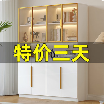Bookcase with glass door integrated whole wall living room study office hand-made storage display cabinet custom floor bookshelf