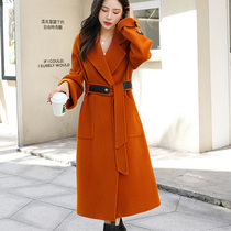 High-end double-sided cashmere coat womens long 2021 new autumn and winter high-end 100 pure wool belt coat
