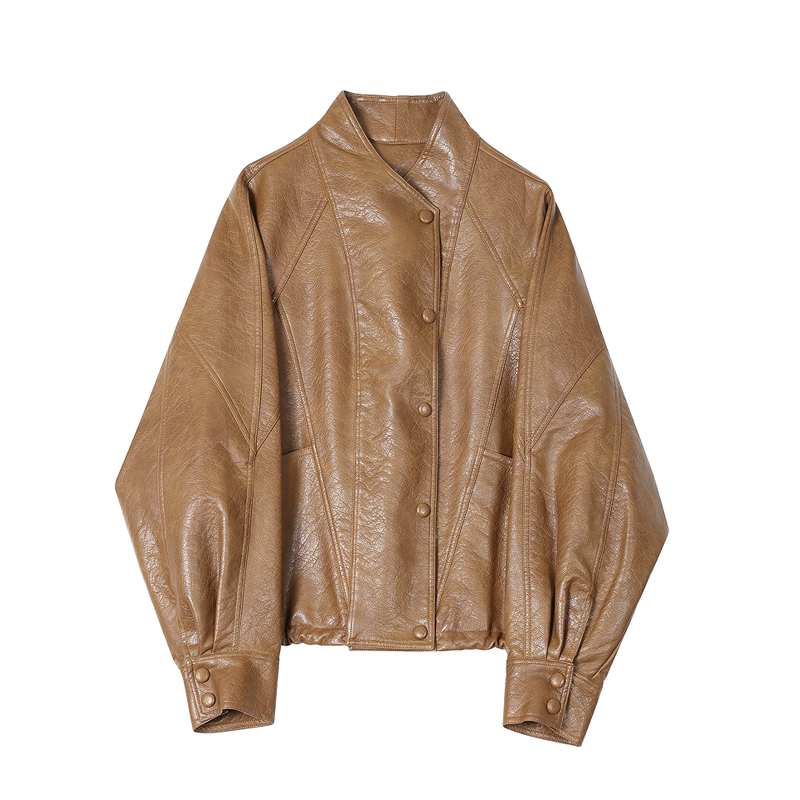 【Jinjin Fan Favorite】"Moye Leather Jacket" Loose-Fitting Autumn and Winter Black Jacket with a Gentle and Spicy Style 【Jinjin Fan Favorite】"Moye Leather Jacket" Loose-Fitting Autumn and Winter Black Jacket with a Gentle and Spicy Style