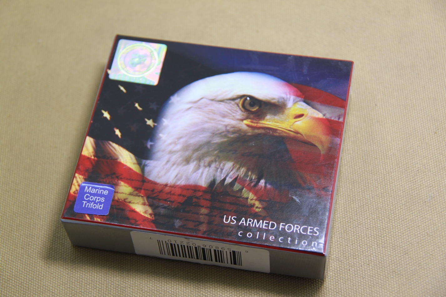 New U.S. Marine Corps USMC Tri-Fold Leather Wallet Global Hawk