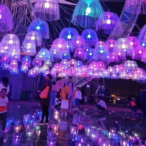 Fiber optic jellyfish lamp Net red light outdoor chandelier colorful color changing bar restaurant cleaning bar decoration atmosphere light