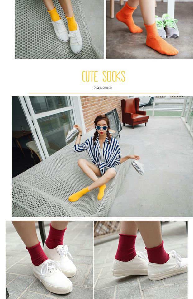 Vớ nữ Tất cotton màu kẹo Tất nữ quăn cuộn trong ống quần tất sinh viên tháng vớ vớ vớ mỏng bi tất đẹp