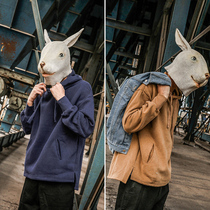 LMTNZD spring and summer hooded sweater mens loose round neck student solid color Korean version of the tide casual pullover hoodie top