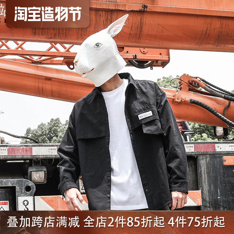 LMTNZD2021 spring and summer casual shirt men's Korean version of the tide loose cotton three-dimensional cut tooling shirt jacket