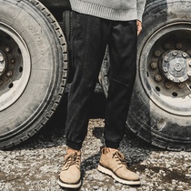 LMTNZD pants men plus velvet autumn Korean trend casual pants straight tube loose Tide brand toe overalls