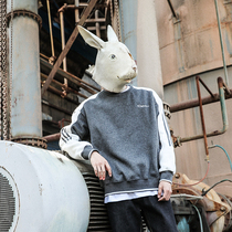 LMTNZD2021 Autumn Sweater mens round neck loose color color long sleeve harbor style plus velvet interior pullover top