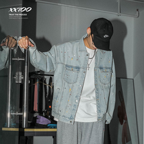 XXTOO Jacket Man 2021 Spring Autumn New Lacquer Dot Make Old Blouse Light Color 100 Hitch Loose Denim Long Sleeve Jacket