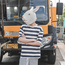 LMTNZD summer striped short sleeve T-shirt mens round neck Korean version of the Tide brand loose cotton half sleeve sea soul shirt top