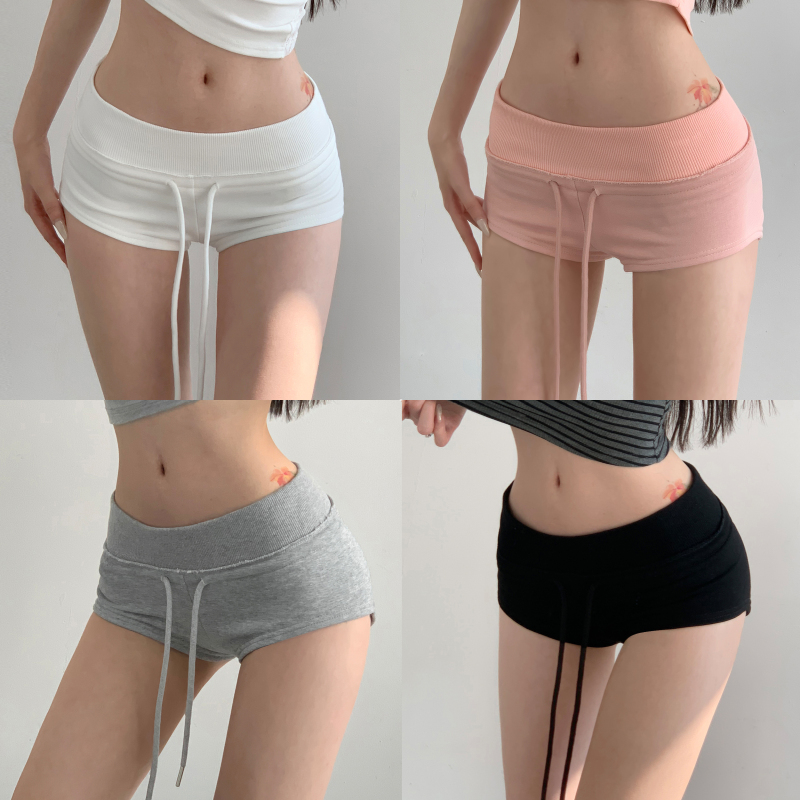 Sweet and Cool Sexy Girl, Sexy Wide-Brimmed Low-Waist Tight-Fitting Hip-Hugging Hot Pants for Women in Summer, Showing Long Legs, Slim Waist, Pure Desire Sports Shorts