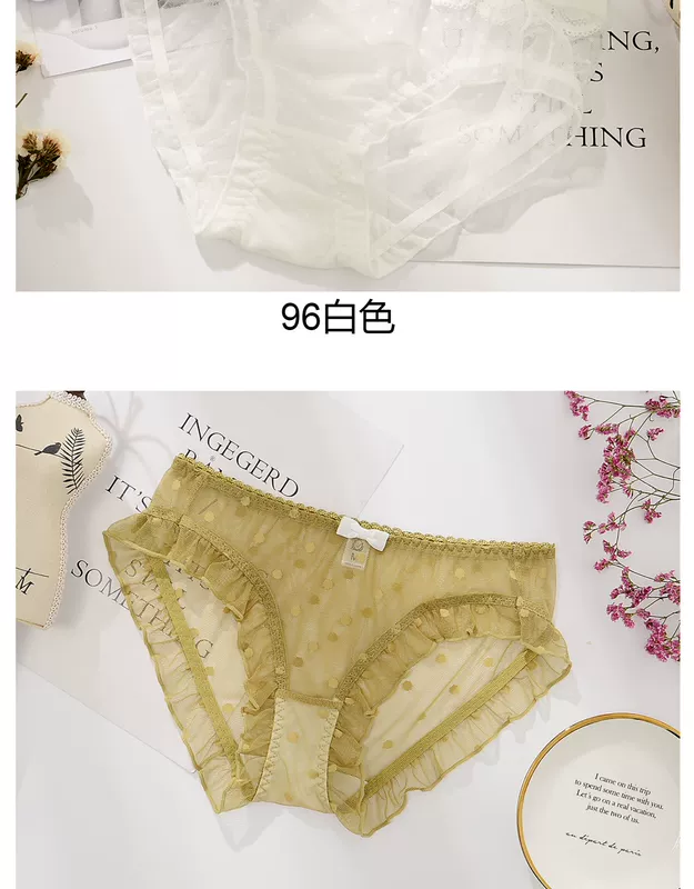 Quần lót ren Miss Vera nữ giữa eo siêu mỏng nóng bỏng đáy quần cotton tinh khiết Nhật Bản nơ lưới sexy size lớn trong suốt - Nam giới