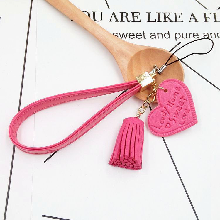 Heart-Shaped Tassel Chinese Style Phone Lanyard Pu Leather Strap Short High-Value Bracelet Hanging Rope Accessory Heart-Shaped Tassel Chinese Style Phone Lanyard Pu Leather Strap Short High-Value Bracelet Hanging Rope Accessory