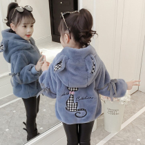 Girls lamb wool coat autumn and winter western style all-match new childrens wool coat jacket womens winter thickened and warm