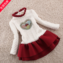 Childrens clothing new 2021 girls plus velvet dress autumn and winter thickening Western style winter warm childrens winter skirt princess skirt
