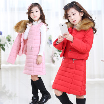 Girls  suit thickened winter clothes 2020 new Korean childrens cotton clothes two-piece female middle and large childrens padded sundress