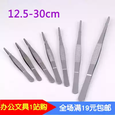 Stainless steel tweezers round toothed dressing forceps thick hard 12 5 14 16 18 20 25 30CM