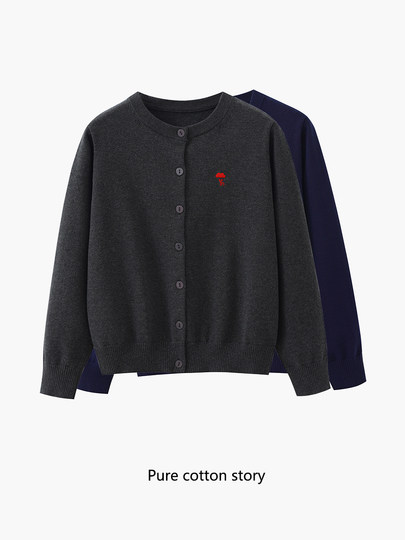 Auf der Theke, echte Stickerei, 100 % Baumwolle, Rundhals-Cardigan, Damenpullover, dünner Pullover, Jacke, äußeres Oberteil 4