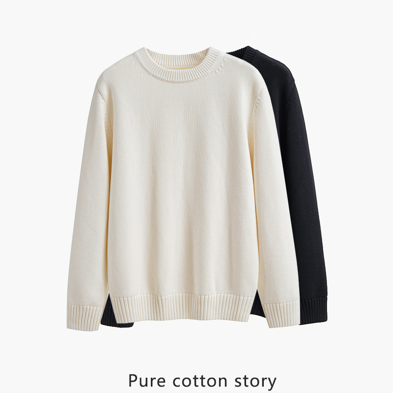 Men's Clothing European Style Thick Line 100% Cotton Crew Neck Sweater Men's Autumn and Winter Pullover Knitwear Thick Loose Fit Men's Clothing European Style Thick Line 100% Cotton Crew Neck Sweater Men's Autumn and Winter Pullover Knitwear Thick Loose Fit