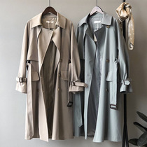 Trench coat womens long 2021 new spring and autumn English style temperament pop waist small man Coat Overcoat