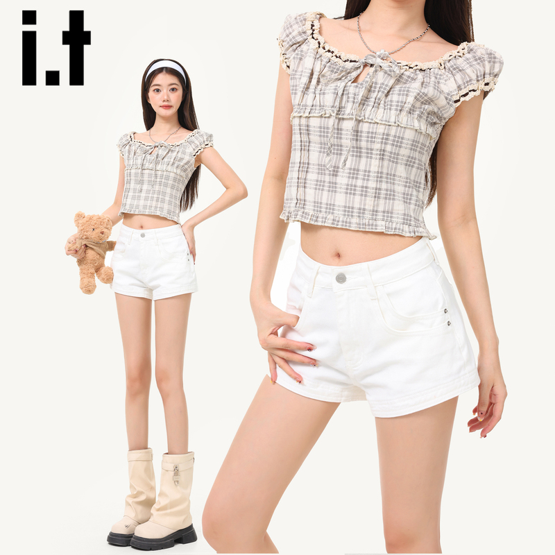 It:Chocoolate White Denim Shorts for Women 2026 New Summer Thin High-Waisted Tight-Fitting Hip-Hugging Hot Pants