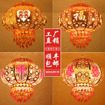 Red lantern Festive balcony Chinese chandelier Outdoor wedding housewarming decoration led marquee rotating small lantern