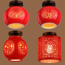 Balcony red lantern Blessing word luminous New Chinese modern simple home lamp Entrance corridor Aisle Bay window Ceiling lamp