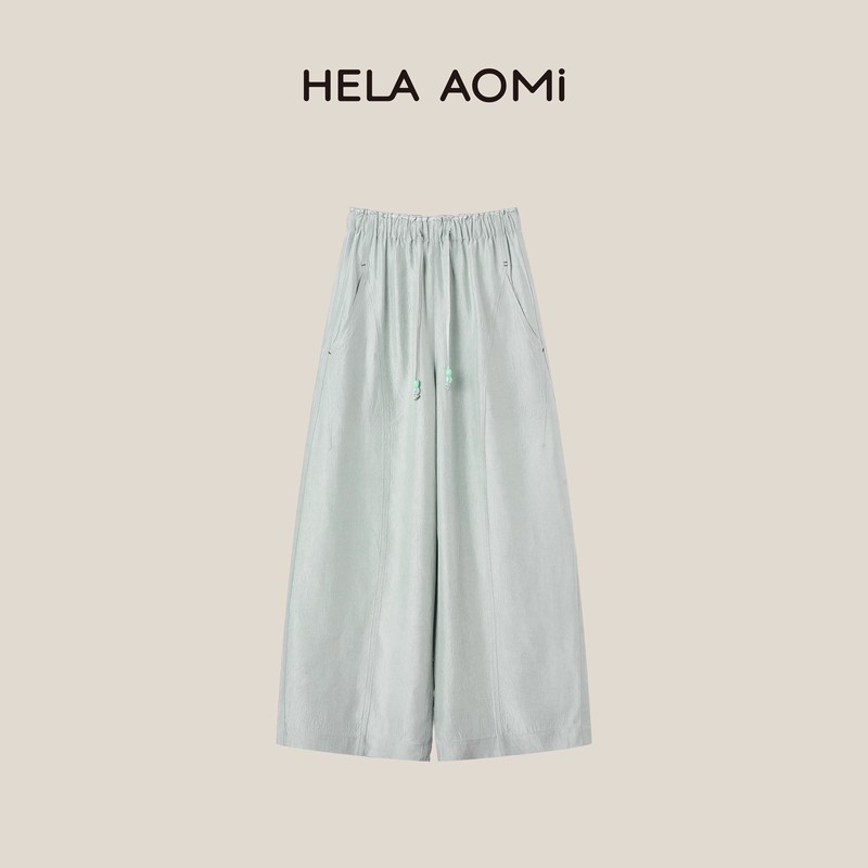 Qiu Yingying Hela Aomi "Acetate Balloon Pants" 100% Acetate Matte Drape Straight Casual Pants