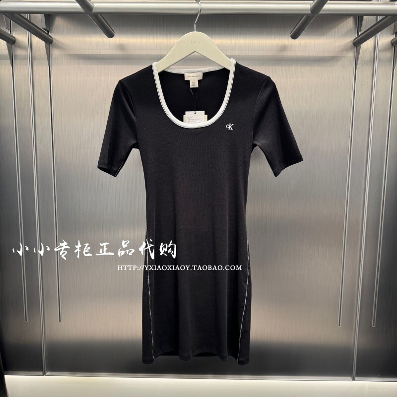 Ck Jeans Genuine Product from the Store 2026 Spring/Summer New Women's Spicy U-Neck Sexy Dress 47F224G