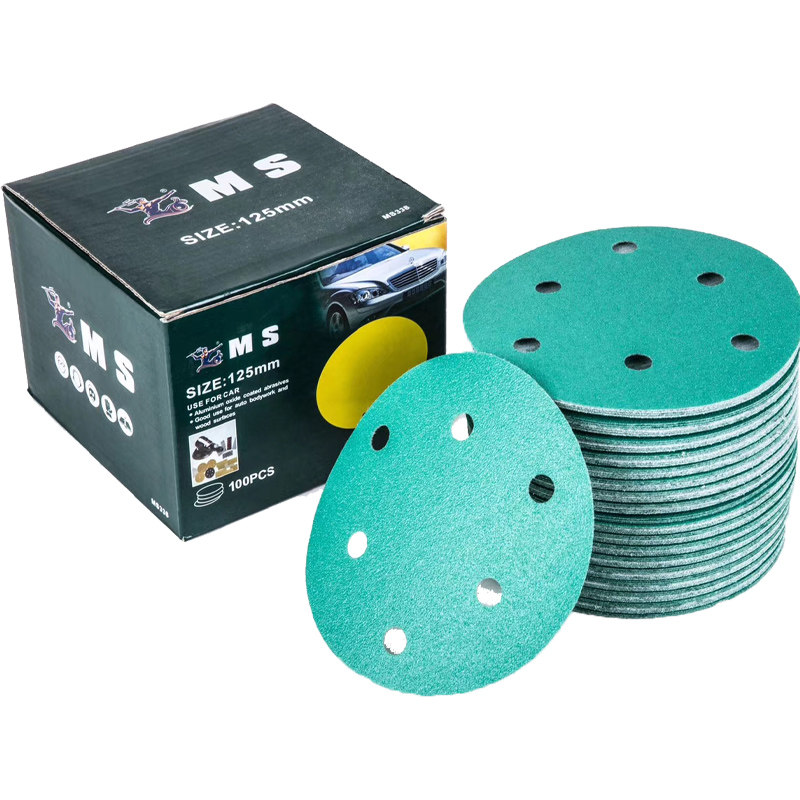 5 inch 6 hole disc dry grinding paper green plant pulley mill polished marble scrub paper